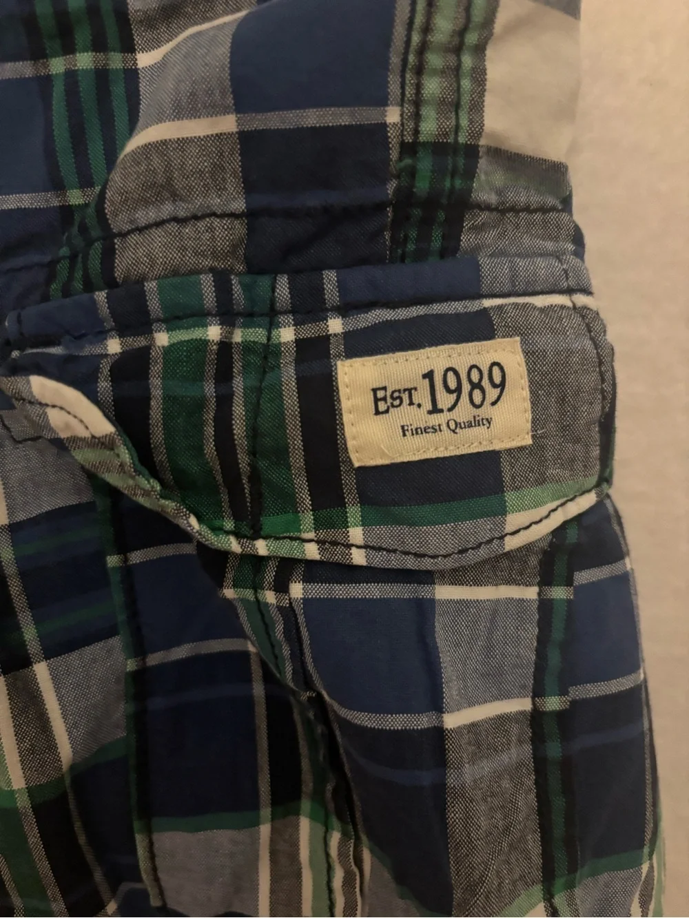 The Children's Place Blue Green Plaid Cargo Boys Shorts Size 8